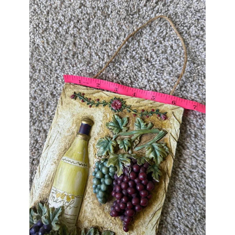 Tile‎ Wine Bottle Grapes Wall Decor Kitchen Art Italian Tuscan Style Hanging